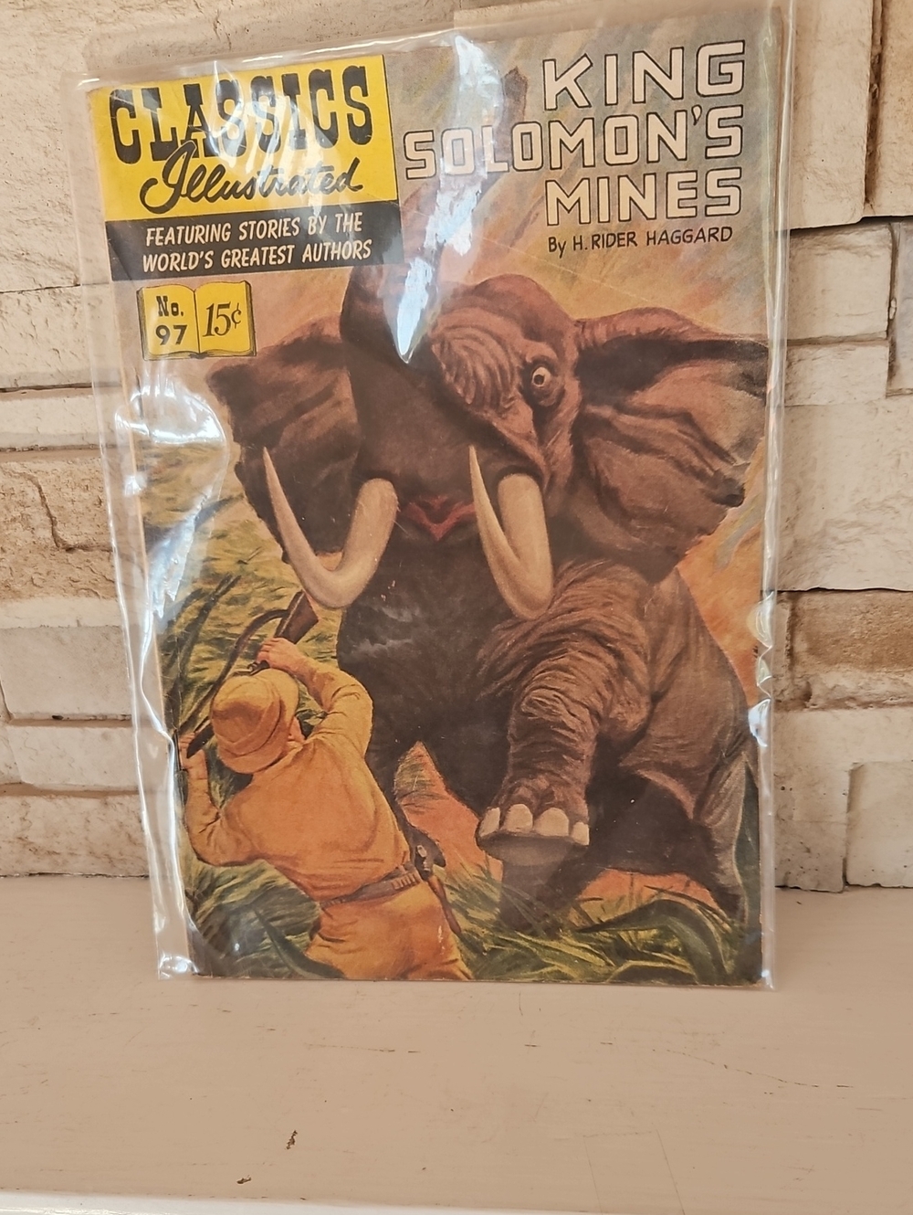 Dell Vintage Elephant Adventure Comic Cover in Brown and Yellow